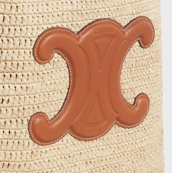 セリーヌ夏 かごバッグ コピー ラフィア&カーフ クラシック バスケット バケット Tan